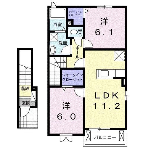 フォレスト T・H II(2LDK/2階)の間取り写真