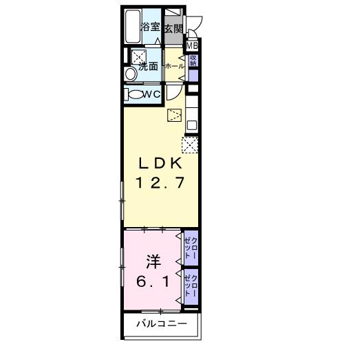 ジーアンビエンス(1LDK/3階)の間取り写真