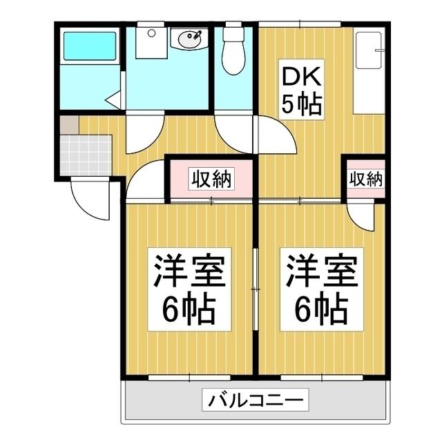 フレグランスU C(2DK/2階)の間取り写真