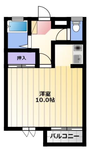 ドミエールS(1K/1階)の間取り写真
