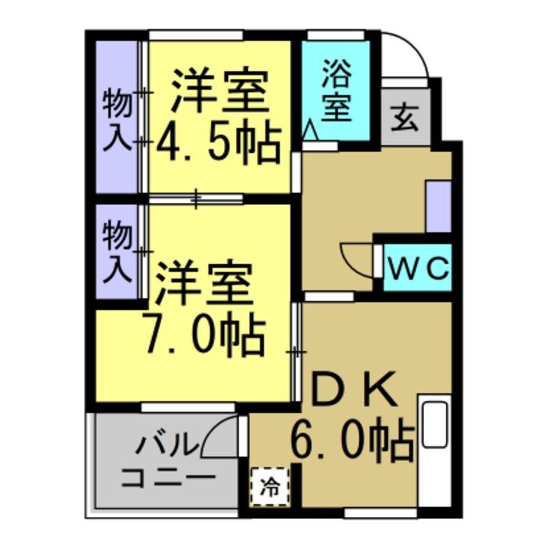 サンヒルズ富士(2DK/4階)の間取り写真