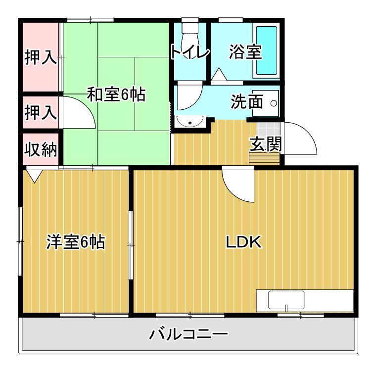 新幸ハイツ(2LDK/3階)の間取り写真