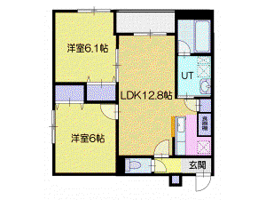 オルセー青葉町A(2LDK/3階)の間取り写真