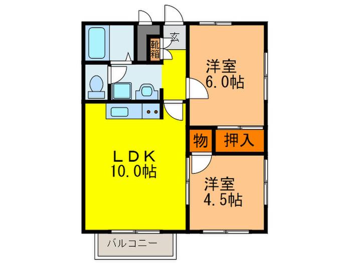 ウッディーパル(2LDK/2階)の間取り写真