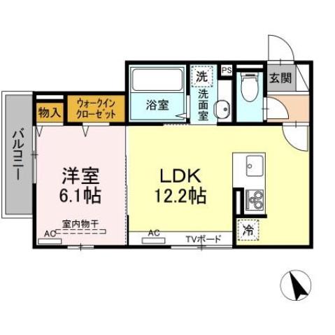 フェリーチェ舟入(1LDK/2階)の間取り写真