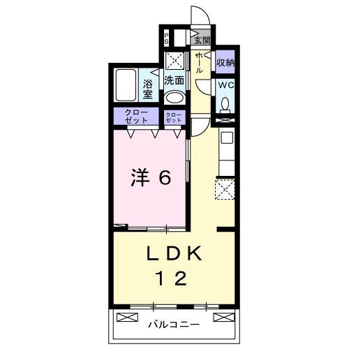 クオーレD(1LDK/2階)の間取り写真
