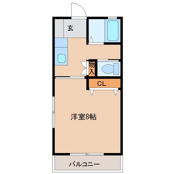 ブライトハウス(1K/1階)の間取り写真