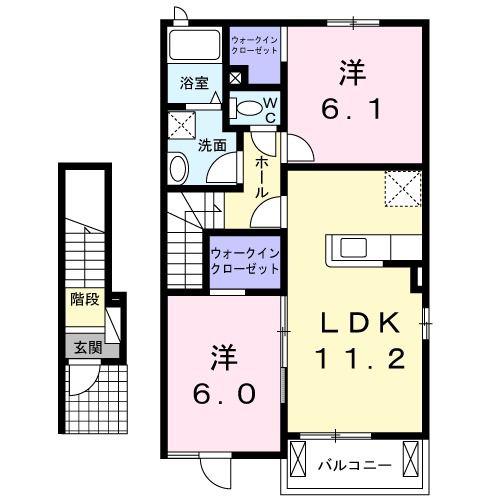 サンロイヤル幸町1(2LDK/2階)の間取り写真
