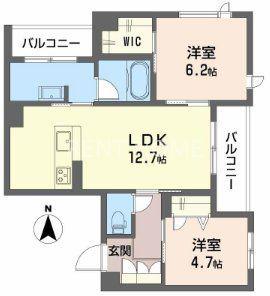 シャーメゾン大晶(2LDK/2階)の間取り写真
