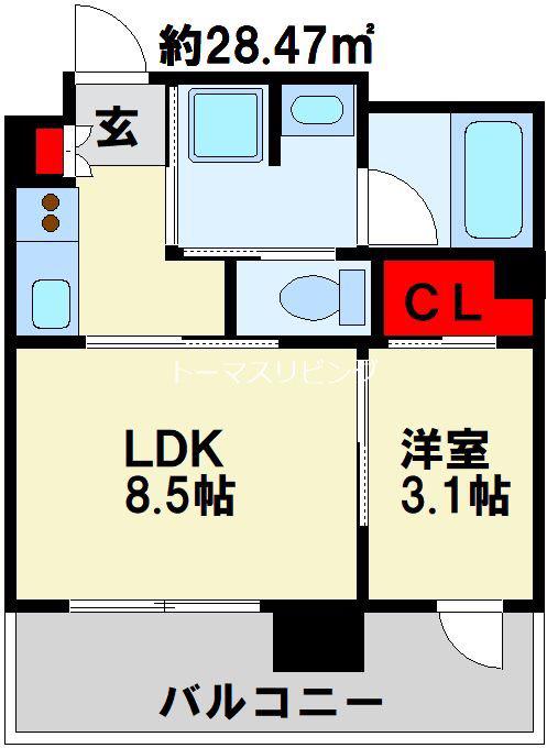 RJRプレシア西小倉駅前(1LDK/10階)の間取り写真