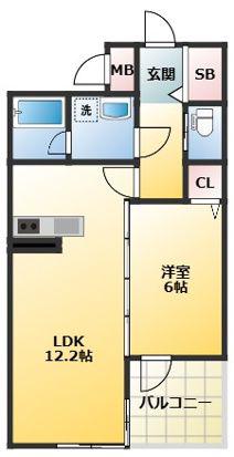 シエロアズール(1LDK/2階)の間取り写真
