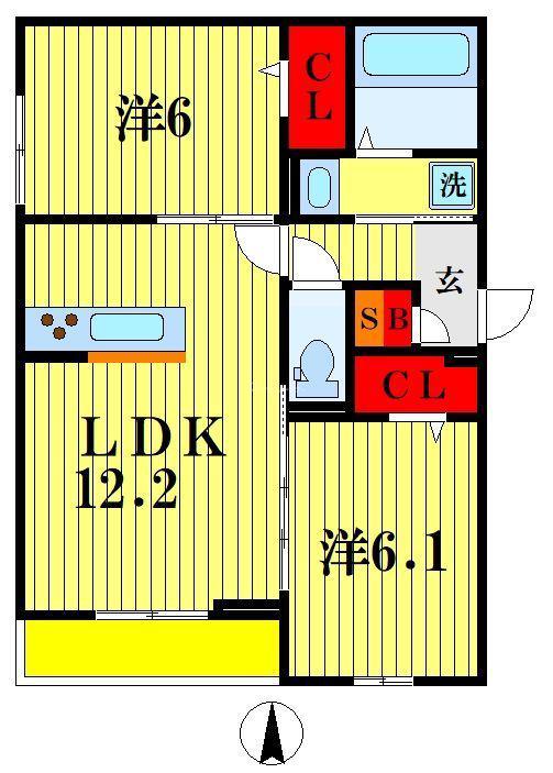 PROSPERII(2LDK/3階)の間取り写真