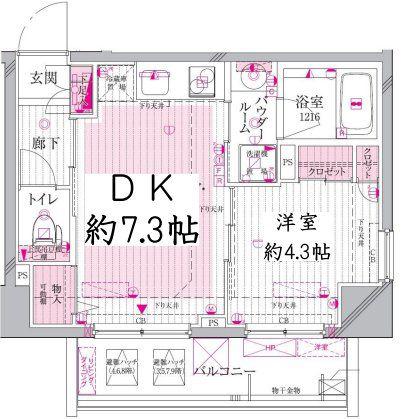 レルシール大島(1DK/9階)の間取り写真