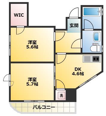 サニーサイドKIB(2DK/4階)の間取り写真