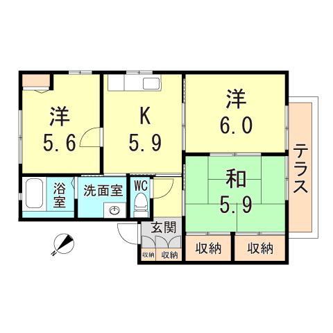 イーストハイツ(3K/1階)の間取り写真