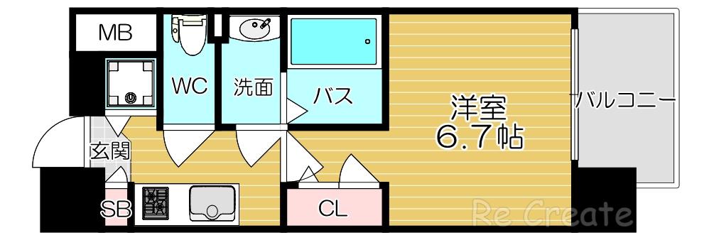 アドバンス上町台IIクレイドル(1K/5階)の間取り写真