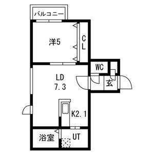 クレモナ本通(1LDK/2階)の間取り写真