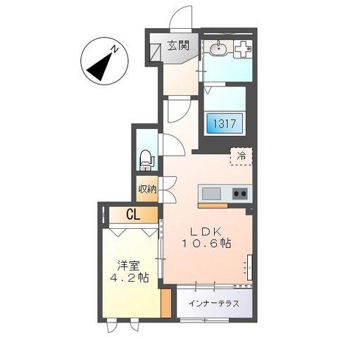 ダイアンサスIII(1LDK/1階)の間取り写真