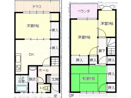 コーポ浜村(3DK/1階)の間取り写真