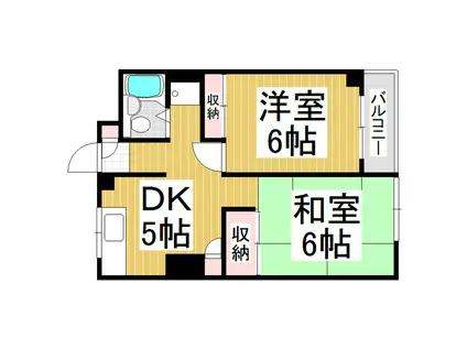 ハイホームズ七瀬(2DK/4階)の間取り写真
