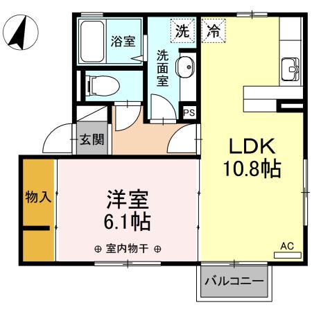 ブレジオ南 B(1LDK/2階)の間取り写真