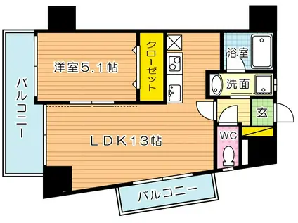 THE SQUARE SUITE RESIDENCEザ・スクエア・ス(1LDK/3階)の間取り写真