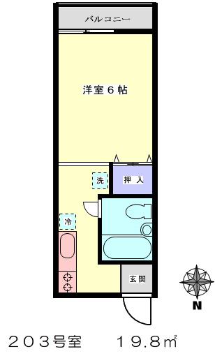 メゾンジュネス(ワンルーム/2階)の間取り写真
