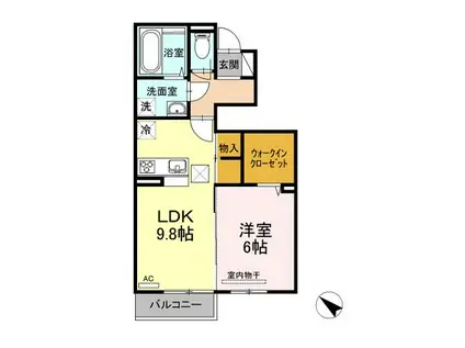 アクエリアスII(1LDK/1階)の間取り写真