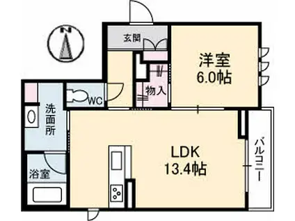 シャーメゾン 四季彩(1LDK/2階)の間取り写真