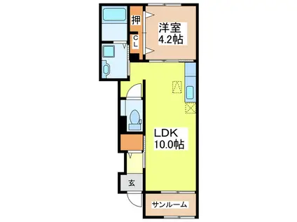 ネオ ファースト III(1LDK/1階)の間取り写真