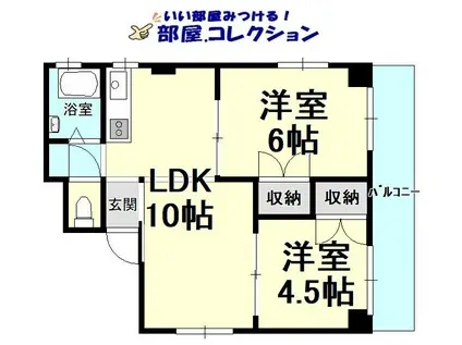 第一興産若戸ビル(2LDK/3階)の間取り写真