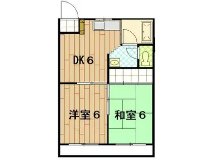 シャトー中川II(2DK/1階)の間取り写真