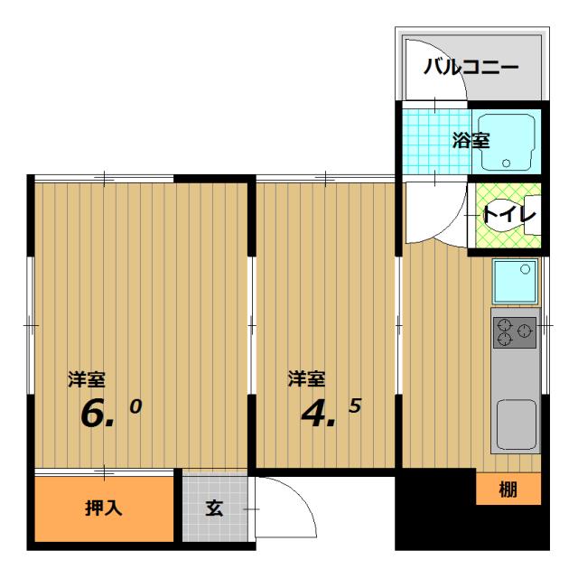 佐本ハイツ(2K/2階)の間取り写真