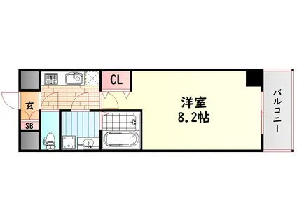 TOYOTOMI STAY PREMIUM 梅田西(1K/8階)の間取り写真
