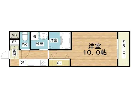 シナジーコート大正泉尾(1K/2階)の間取り写真