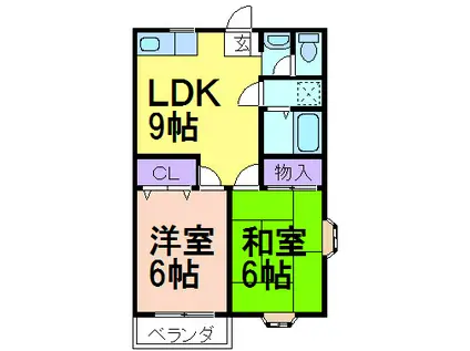 ひまわりコーポ A棟(2LDK/2階)の間取り写真