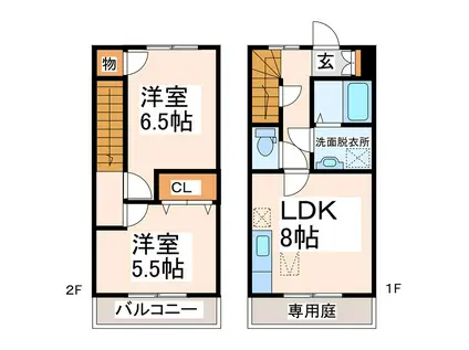 コーポカネトモ(2LDK/1階)の間取り写真