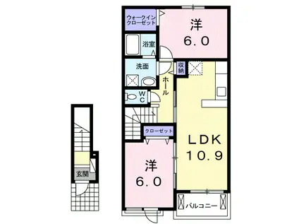 マ・シェリI(2LDK/2階)の間取り写真