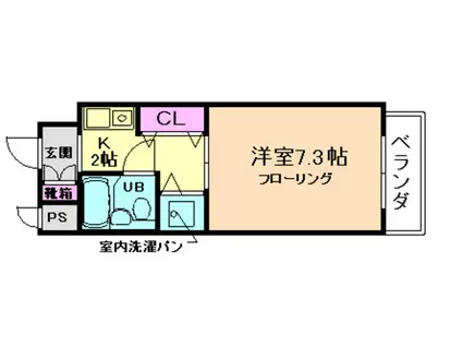 ミズノコーポマチカネヤマ(1K/2階)の間取り写真