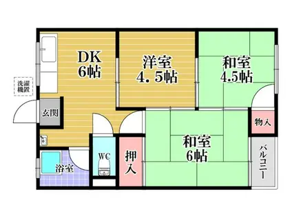 クワタマンション(3DK/1階)の間取り写真