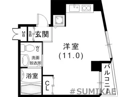 セルフィーユ三宮(ワンルーム/5階)の間取り写真