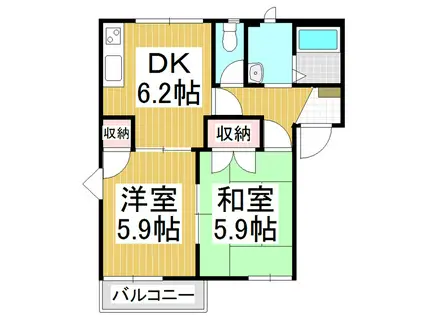 フレグランス岡田A(2DK/2階)の間取り写真