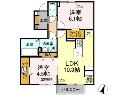 GRAND WINDS TSUKUBA(2LDK/1階)の間取り写真
