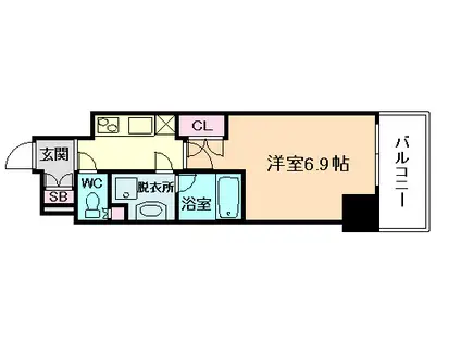 エグゼ北大阪(1K/6階)の間取り写真