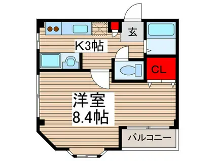 J・FLAT(1K/3階)の間取り写真