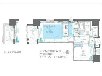 ZOOM秋葉原イースト(1LDK/11階)の間取り写真