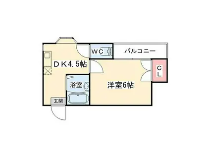 ラパンジール恵美須III(1DK/4階)の間取り写真
