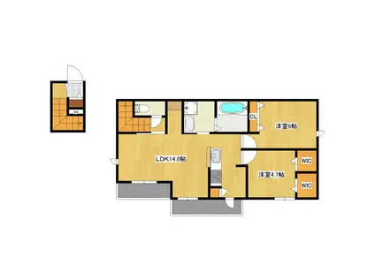 ヒルコート(2LDK/2階)の間取り写真