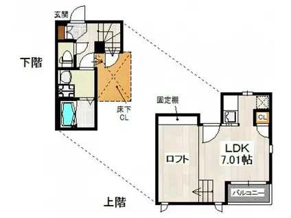 CB新松戸パルテ(ワンルーム/2階)の間取り写真