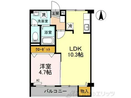 松原マンション(1LDK/1階)の間取り写真